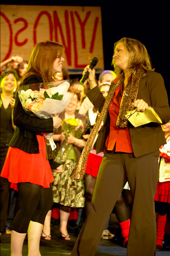 Jean Dale and Lynsey Bartilson after Kids Only anniversary show, 2007.